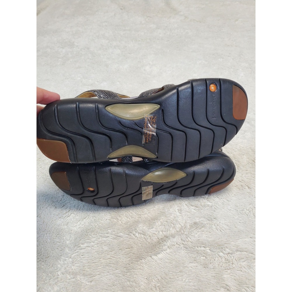 NWOT Clarks Gray Tan Leather Strappy Classic Casual Summer Open Toe Sandals 8 - Picture 6 of 9